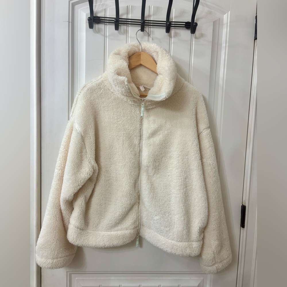 FP Movement by Free People Hit The Slopes Cream Sherpa Zip-Up fleece hoodie